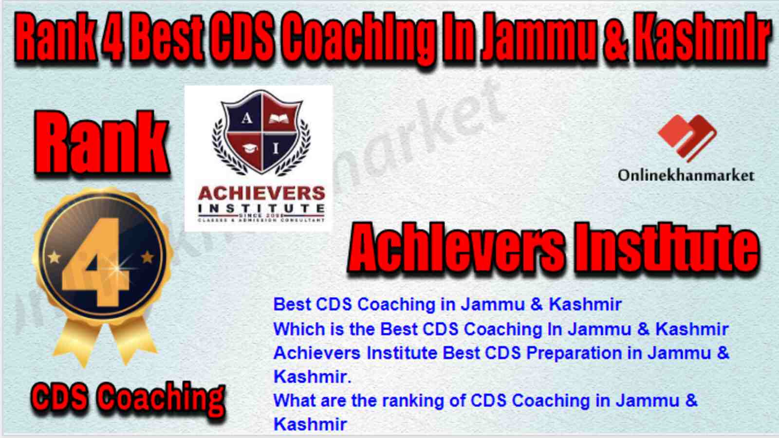 Rank 4 Best CDS Coaching in Jammu & Kashmir