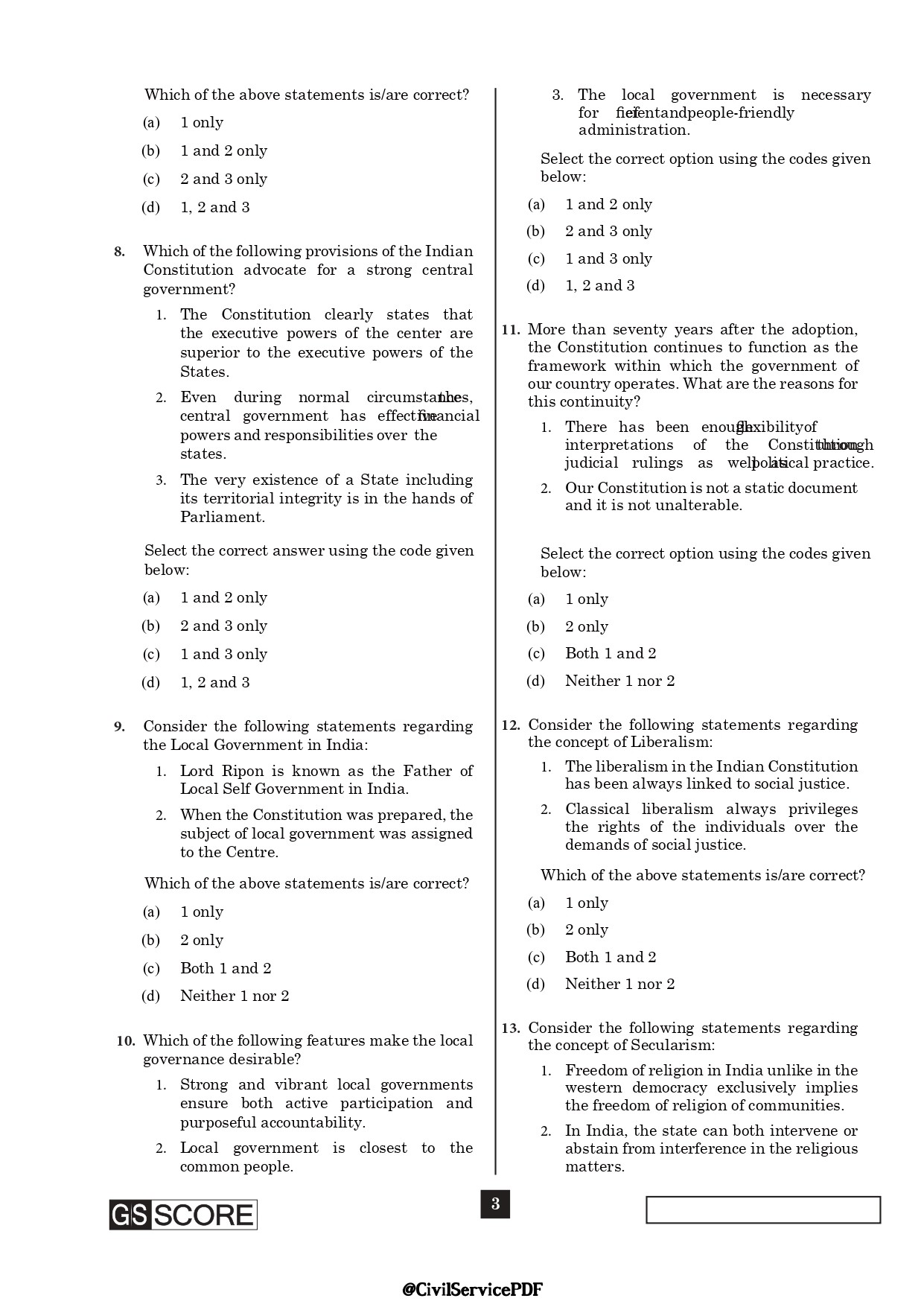Gs Score Best Test Series Prelims