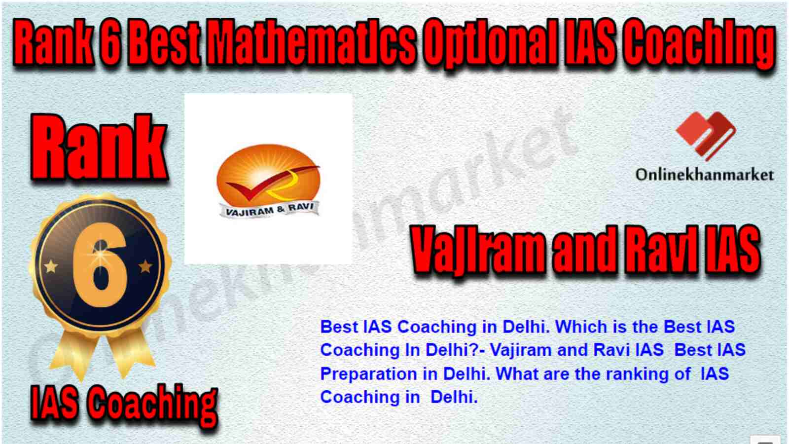 Rank 6 Best Mathematics Optional IAS Coaching