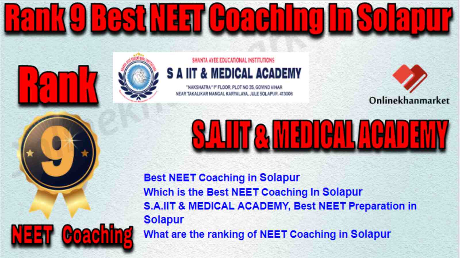 Rank 9 Best NEET Coaching in Solapur